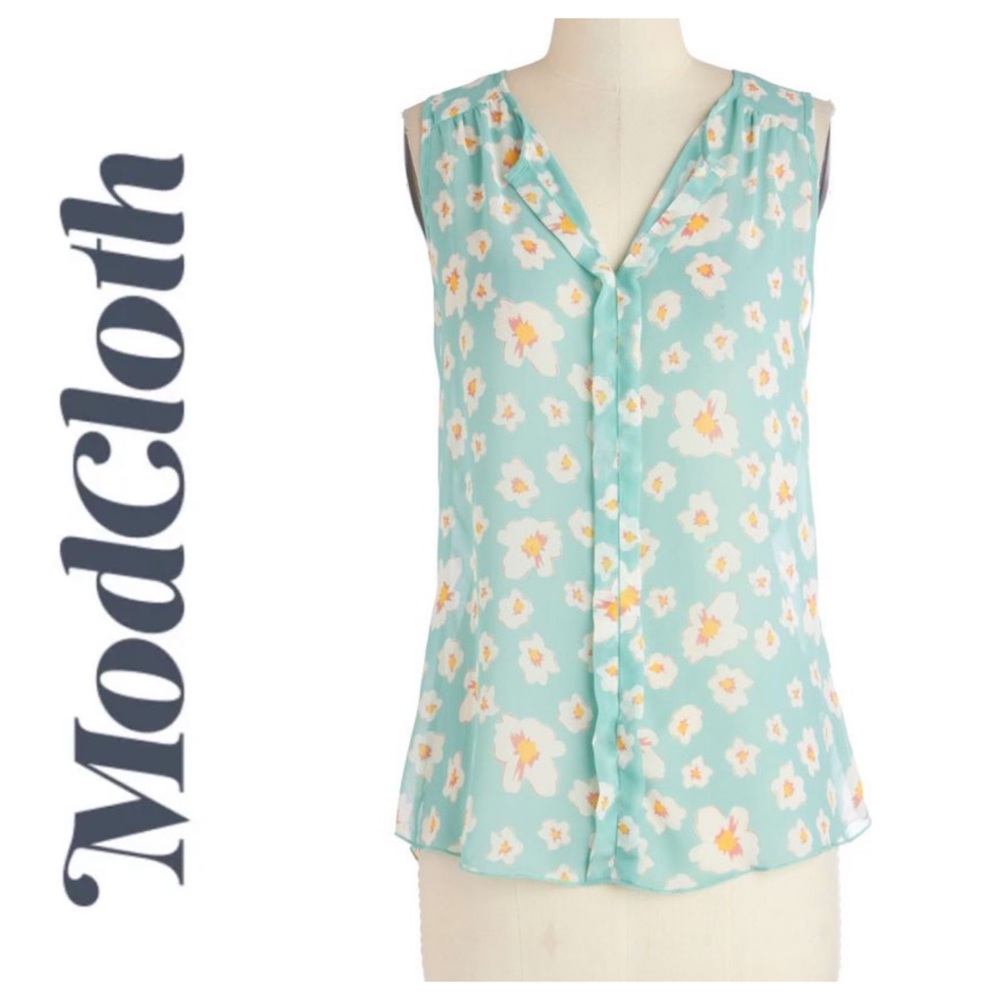 Sheer blue floral blouse from Poema, size S